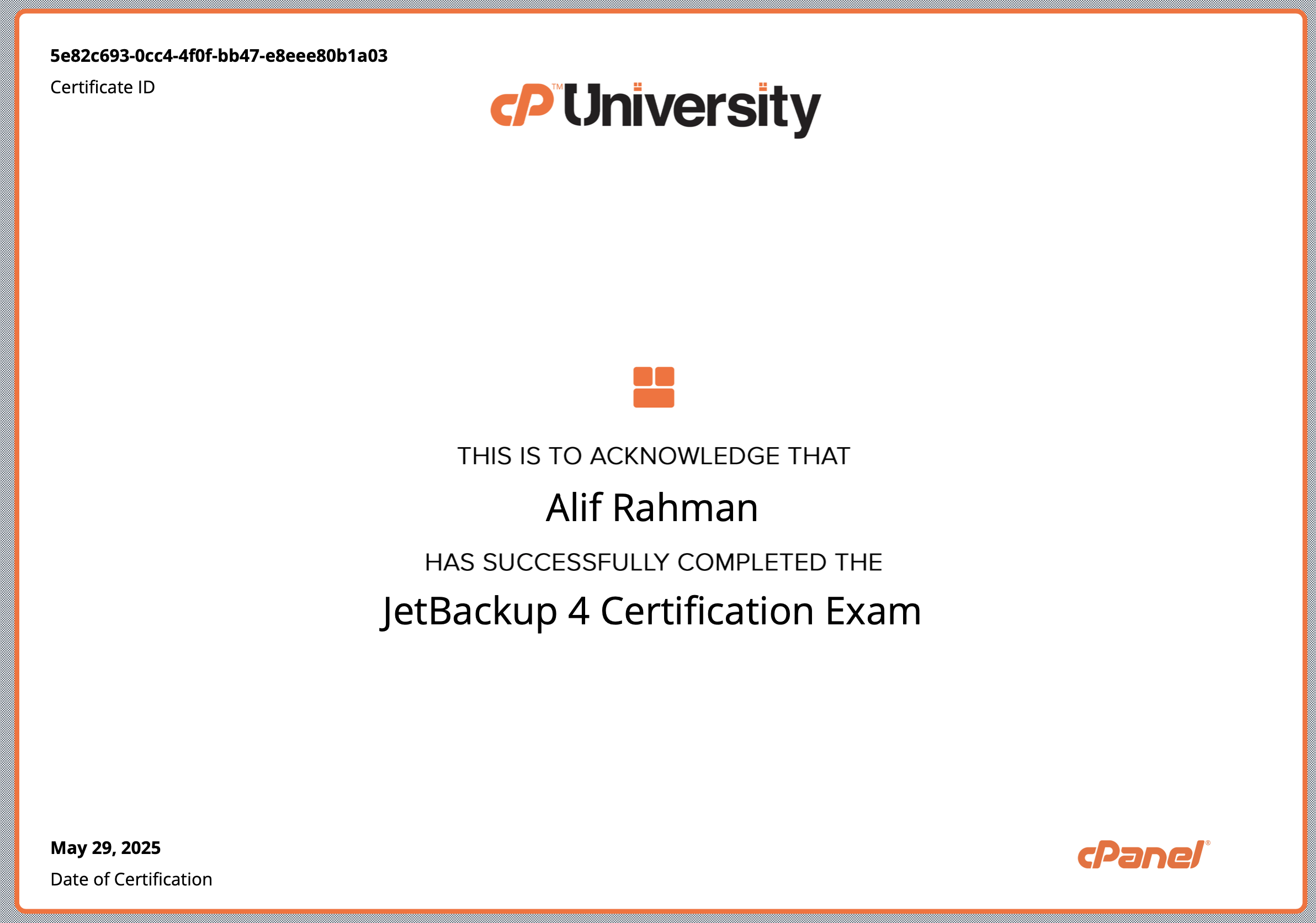 JetBackup Certificate